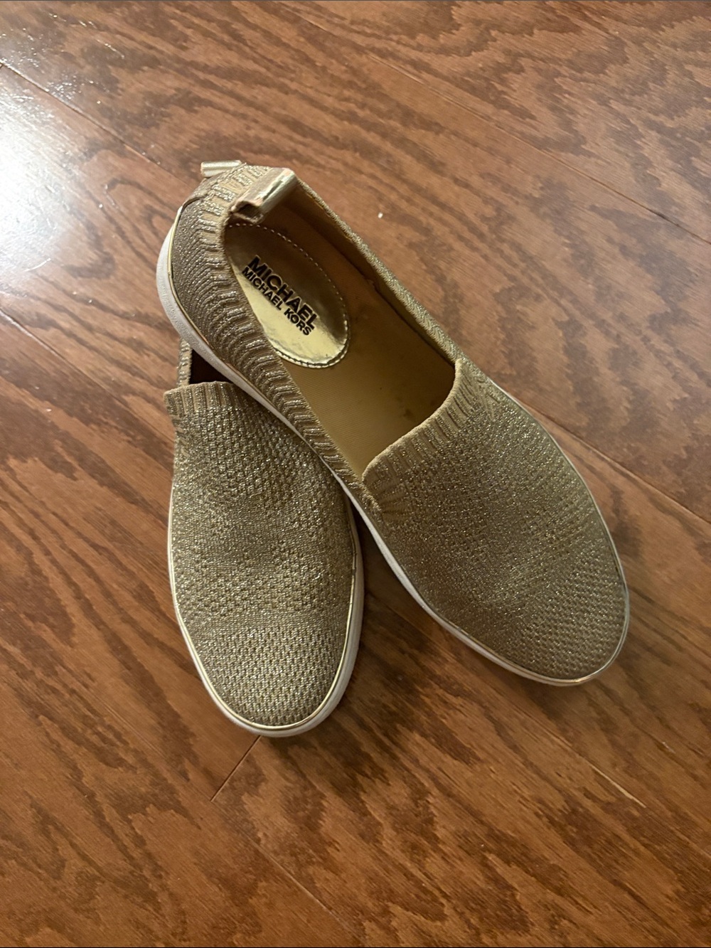 Michael Kors Metallic Knit Slip-On Loafers in Sparkling Taupe